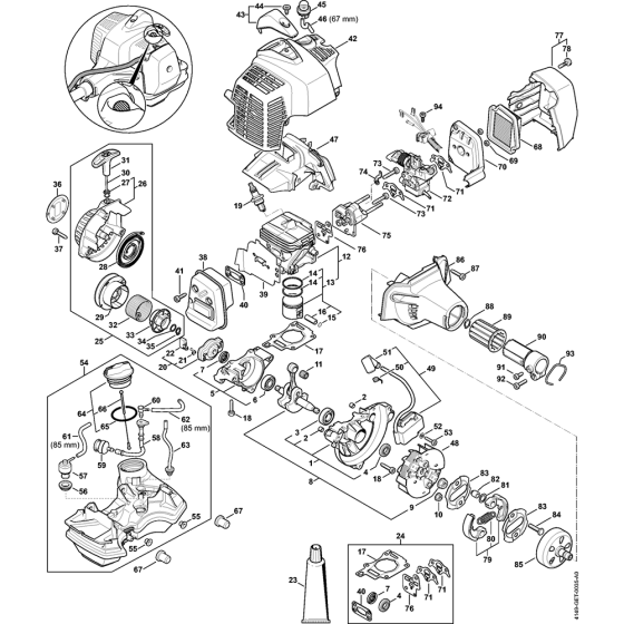 Engine up to serial number 515438274 for Stihl KM94R KM94RC KombiEngine