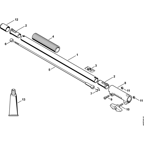 Drive tube extension 0.5 m HL-KM 0 deg., HL-KM 135 deg., HT-KM, SP-KM for Stihl KM94R KM94RC KombiEngine