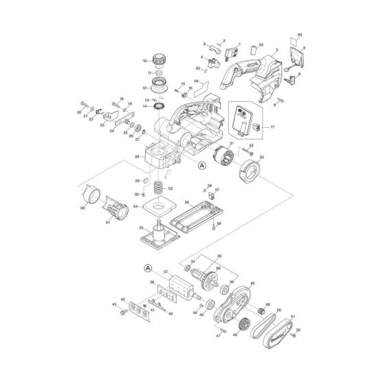 Complete Assembly for Makita KP001GZ Cordless Planer