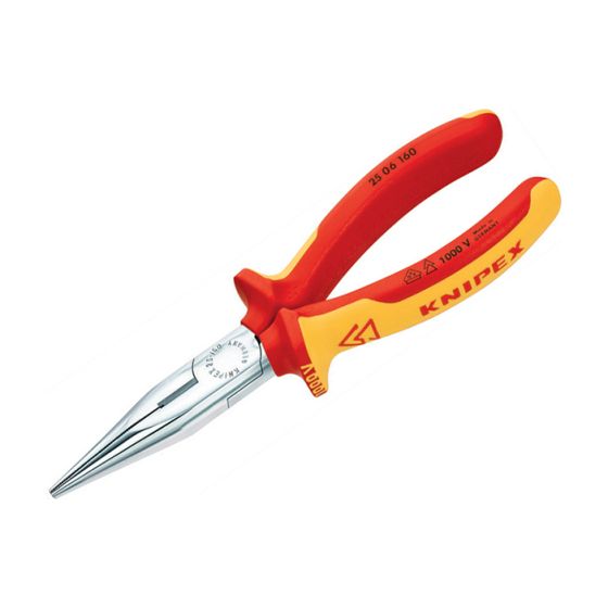 Snipe Nose Side Cutting Pliers (Radio) VDE Certified Grip 160mm by Knipex - 25 06 160 SB