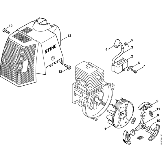 Ignition system, Clutch for Stihl KR85 Kombi Attachment Engine