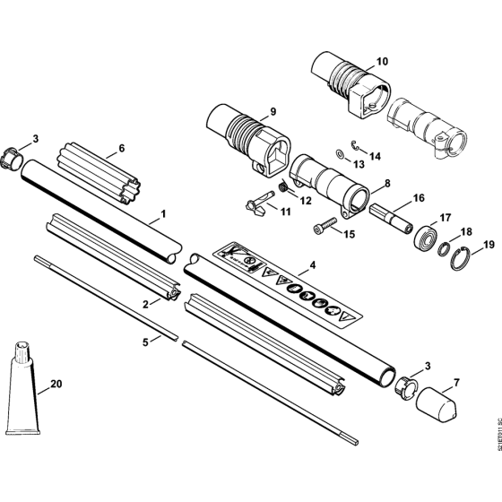 Drive tube assembly for Stihl KR85 Kombi Attachment Engine