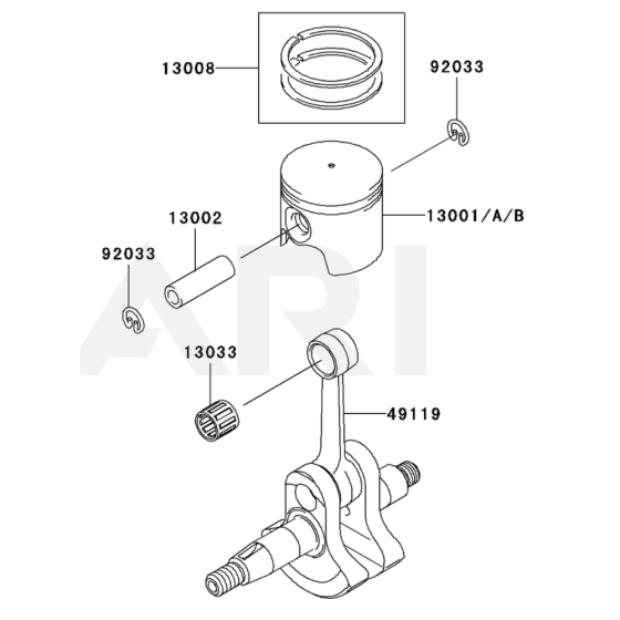 Piston / Crankshaft for Kawasaki KRB300A Blower