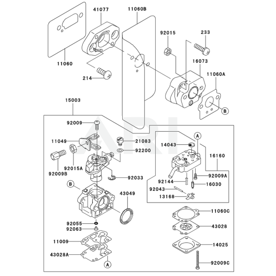 Carburettor for Kawasaki KRB400A Blower