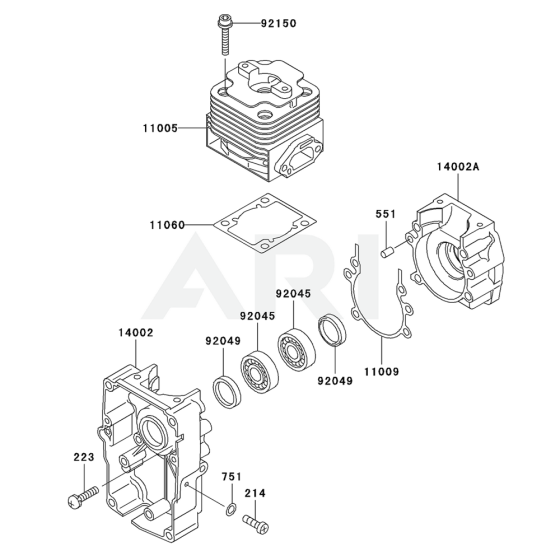 Cylinder / Crankcase for Kawasaki KRB400B Blower