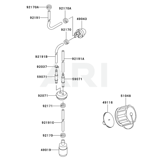 Fuel Tank / Fuel Valve for Kawasaki KRB400B Blower