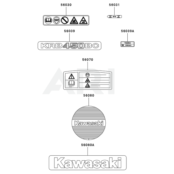 Label for Kawasaki KRB450BC Blower