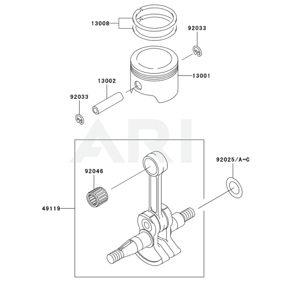 Piston / Crankshaft for Kawasaki KRB700B Blower