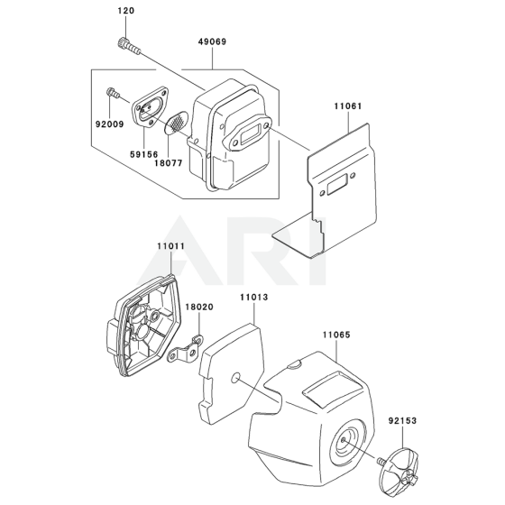 Air Filter / Muffler for Kawasaki KRH300AC Blower