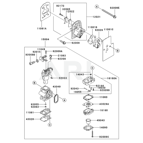 Carburettor for Kawasaki KRH300AC Blower