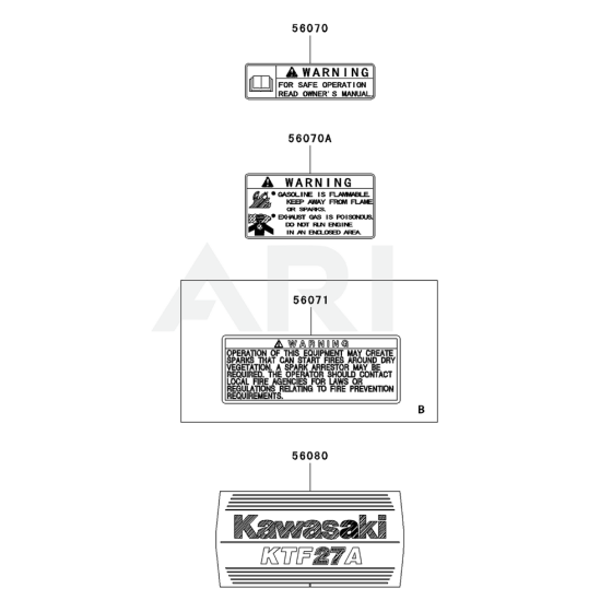 Label for Kawasaki KTF27A String Trimmers