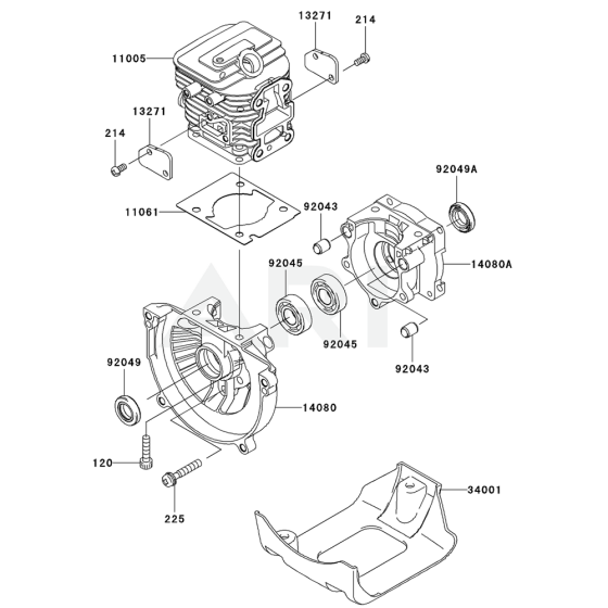 Cylinder /Crankcase for Kawasaki KTF27AC String Trimmers