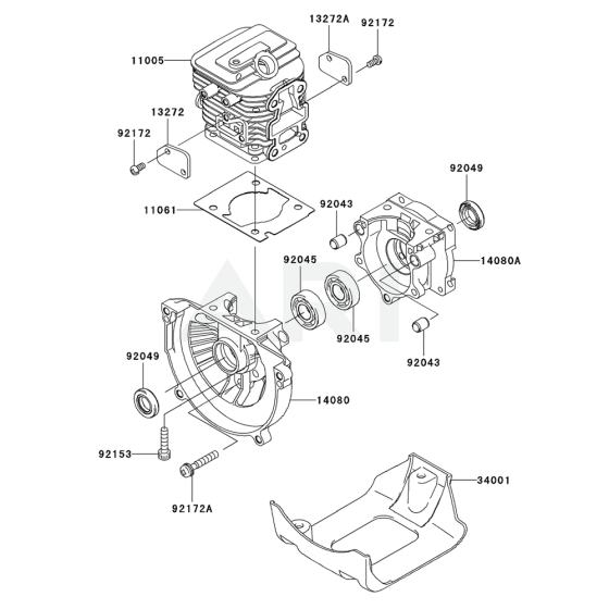 Cylinder /Crankcase for Kawasaki KTF27B String Trimmers