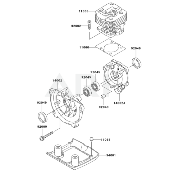 Cylinder / Crankcase for Kawasaki KTR26AC String Trimmers