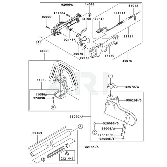 Pipe / Handle / Guard for Kawasaki KTR27A String Trimmers