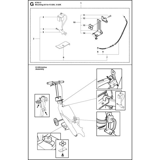 Mounting Kit for K1250, 3120k Assembly for Husqvarna Kv03 Disc Cutters