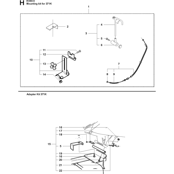 Mounting Kit for 371k Assembly for Husqvarna Kv03 Disc Cutters