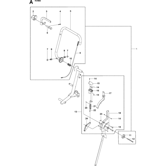 Handle & Controls Assembly for Husqvarna Kv960 Disc Cutters