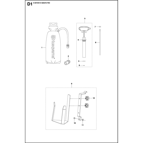 Water Tank Assembly for Husqvarna Kv970 Disc Cutters