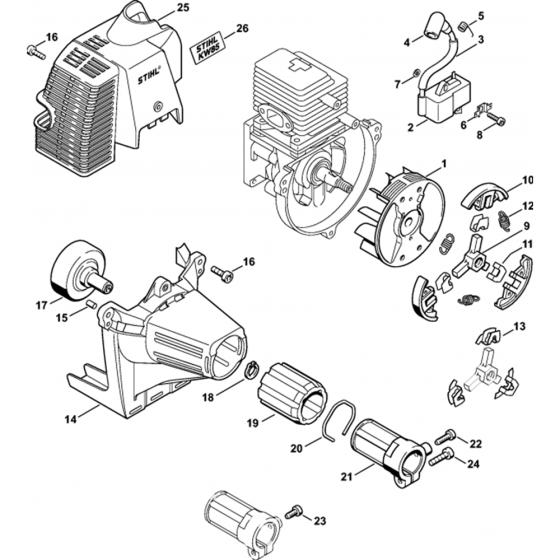 Ignition System, Clutch Assembly for Stihl KW 85 Sweeping Machine