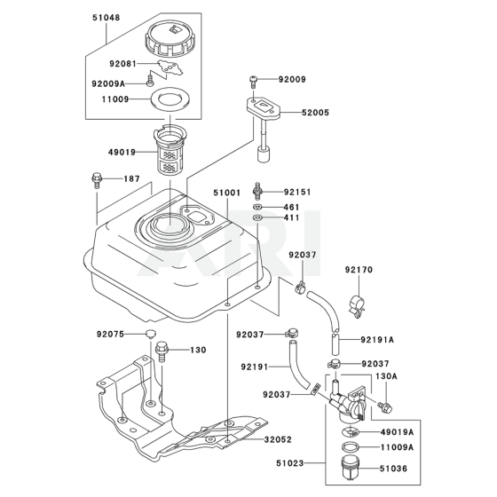 Fuel Tank / Fuel Valve for Kawasaki KWN30A Pump