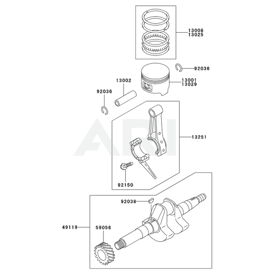 Piston / Crankshaft for Kawasaki KWS20A Pump