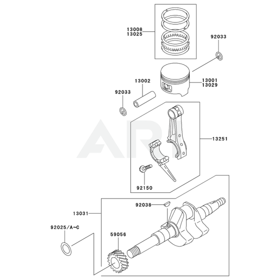 Piston Crankshaft for Kawasaki KWS30A Pump