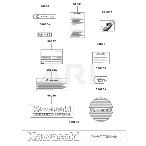 Label for Kawasaki KWT20A Pump