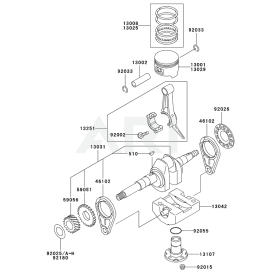 Piston / Crankshaft for Kawasaki KWT30A Pump