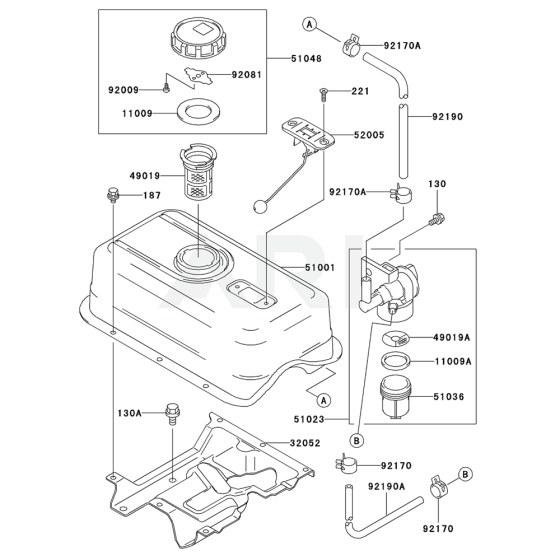 Fuel Tank / Fuel Valve for Kawasaki KWT30A Pump