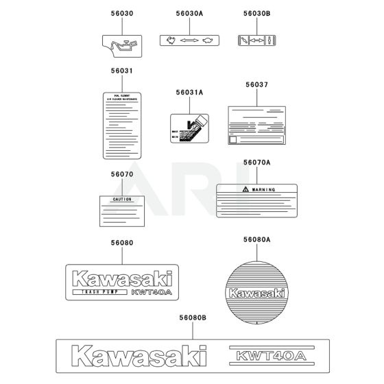 Label for Kawasaki KWT40A Pump