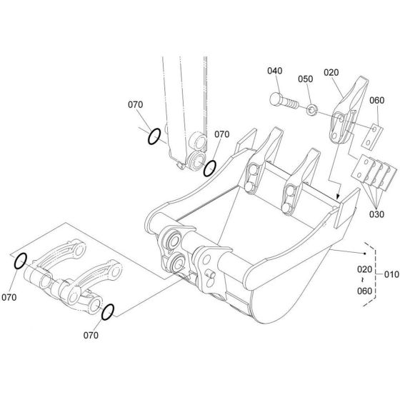 Bucket Assembly for Kubota KX019-4 Mini Excavator