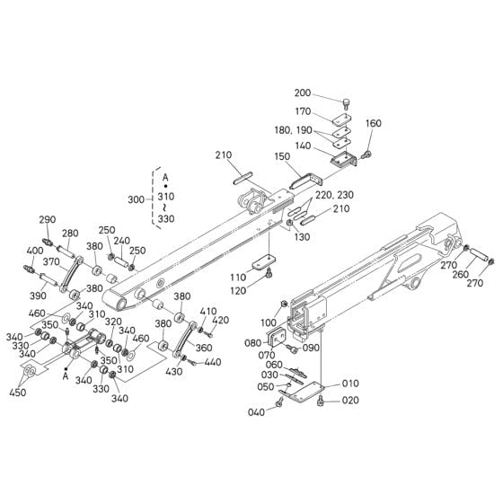 Bucket Link Telescopic Assembly for Kubota KX033-4 Mini Excavator