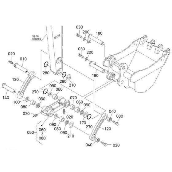 Bucket Link/ Bucket Assembly for Kubota KX057-4 Mini Excavator