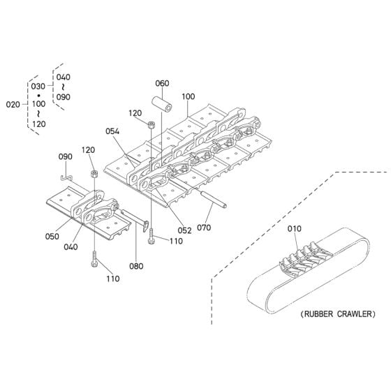 Crawler Assemby for Kubota KX057-5 Mini Excavator