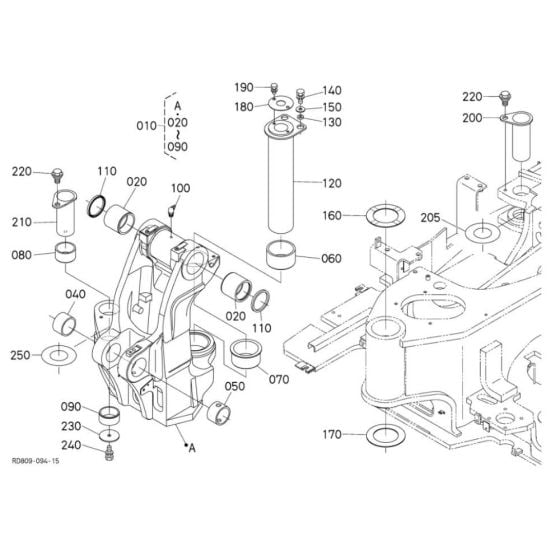 Kingpost Assembly for Kubota KX080-3 Alpha Mini Excavator