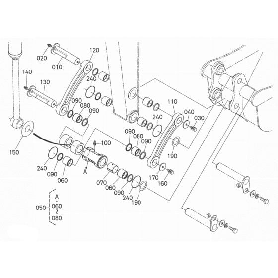 Dipper Arm/Bucket Link Assembly for Kubota KX080-4 Mini Excavator