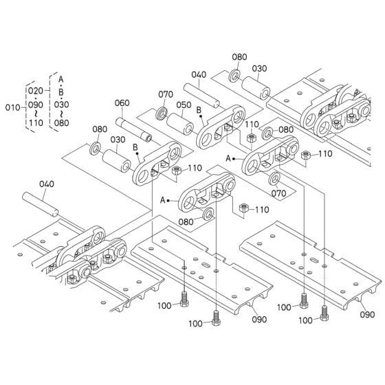 Iron Crawler Assembly for Kubota KX080-4 Mini Excavator