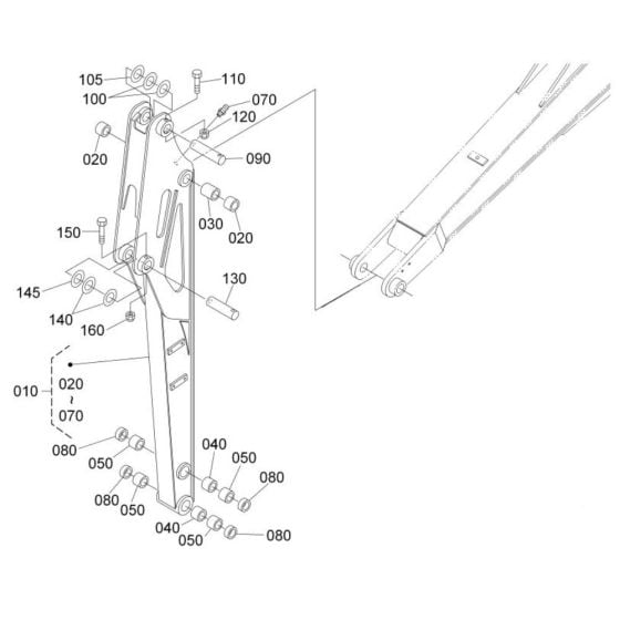 Dipper Arm Assembly for Kubota KX101-3a3 Mini Excavator