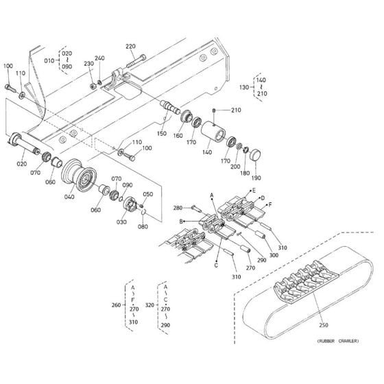 Track and Roller Assembly for Kubota KX121-3a  Mini Excavator