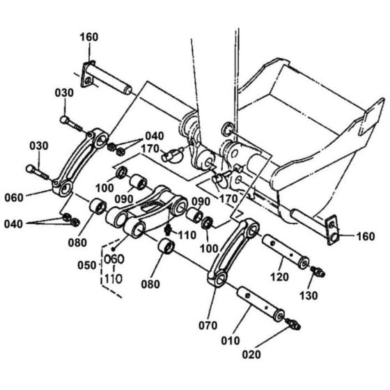 Dipper Arm/ Bucket Link Assembly for Kubota KX36-2 Mini Excavator