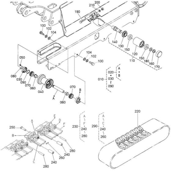 Track and Roller Assembly for Kubota KX61-3 Mini Excavator