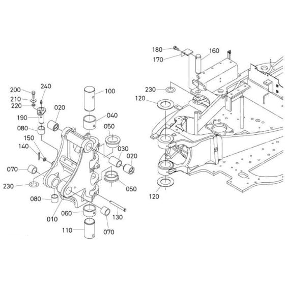 Kingpost Assembly for Kubota KX71-3 Mini Excavator