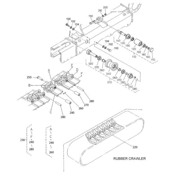 Track and Roller Assembly for Kubota KX91-3a2 Mini Excavator