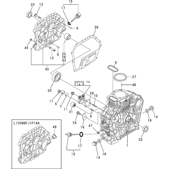 Cylinder Block Assembly for Yanmar L100N Engine