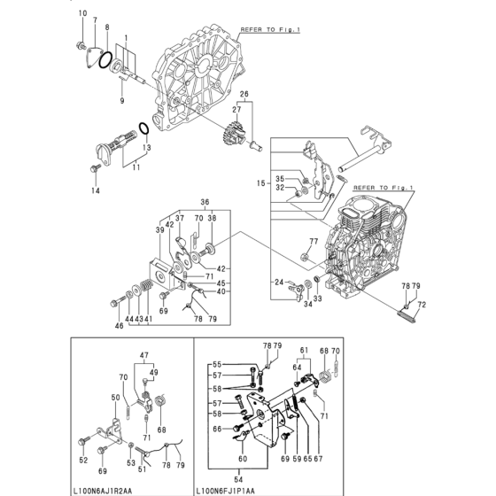 Oil Pump and Governor Assembly 2 for Yanmar L100N Engine