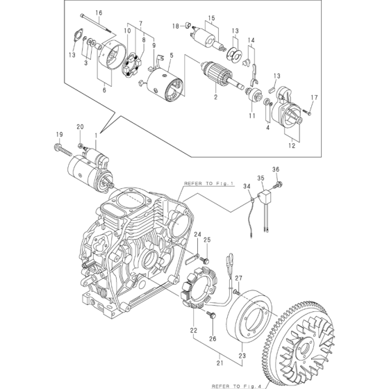 Starting Motor Assembly for Yanmar L40AE Engine