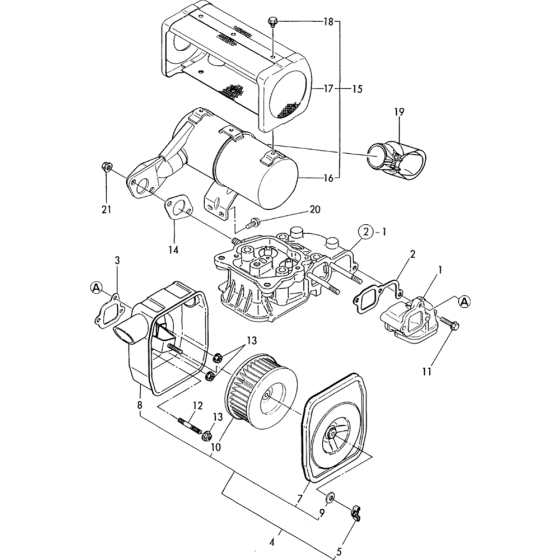 Air Cleaner and Muffler Assembly for Yanmar L40AE-S Engine