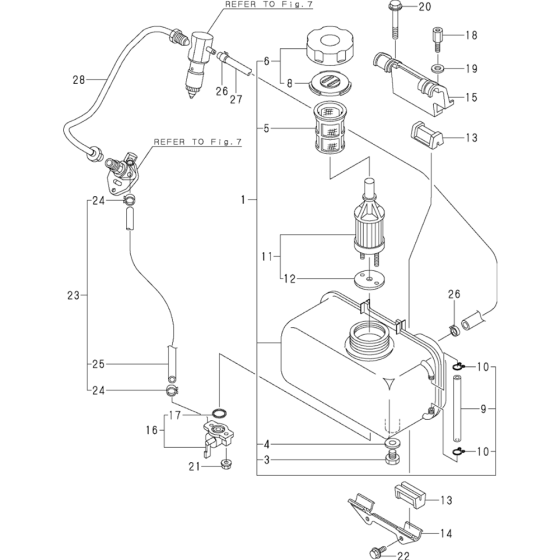 Fuel Tank and Fuel Pipe Assembly for Yanmar L48AE Engine