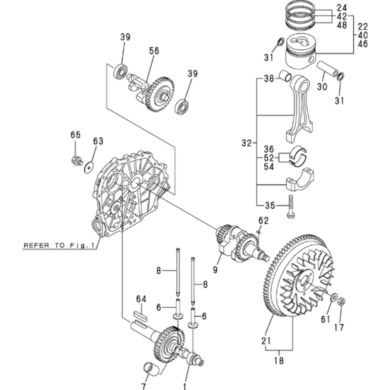 Crankshaft, Piston and Camshaft Assembly for Yanmar L48N-S (Mixer) Engine